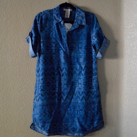 • s-xl • chambray aztec shirt dress - Picture 2 of 4