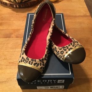NIB Sperry Topsider sz 9 leopard print ballet flat