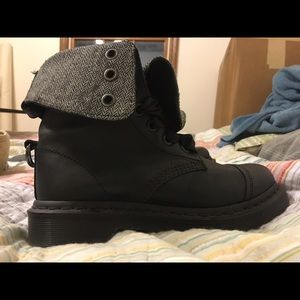 Dr. Martens black with herringbone flip down