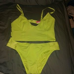 Neon yellow swimsuit