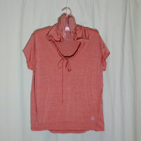 Athleta Coral Pink Performance Yoga Hoodie Shirt