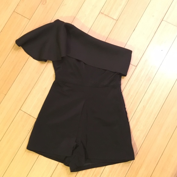 One Shoulder Black Romper