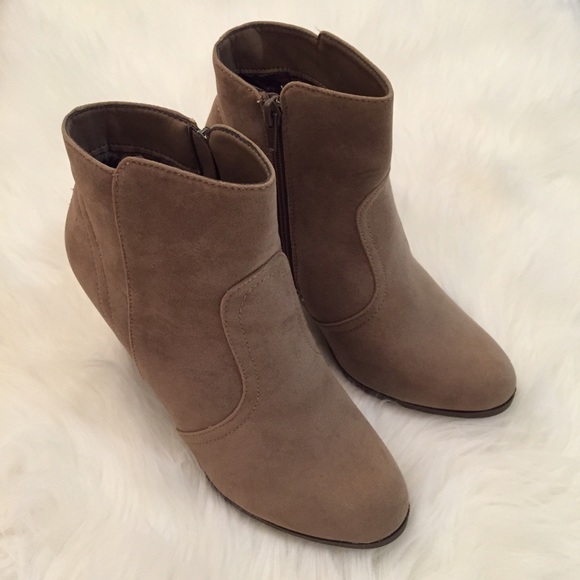 Taupe Suede Heeled Ankle Boots - Picture 4 of 4