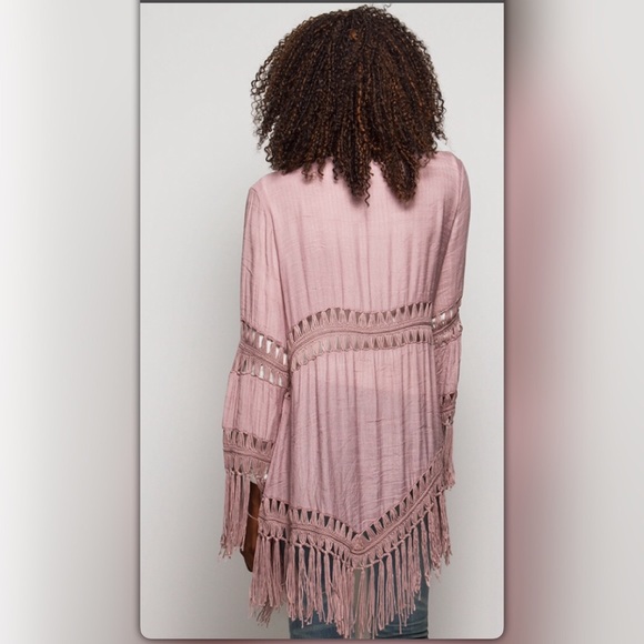 Last One (Small)! Mauve Fringe Cardigan - Picture 3 of 3
