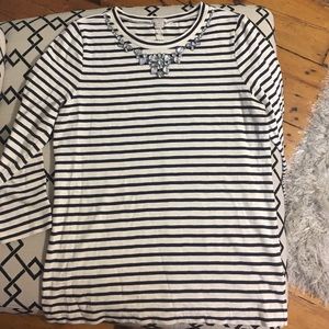 J.Crew striped top with jewel appliqué