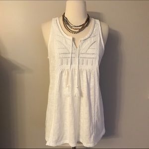 Maurice's White Embroidered Tank Top