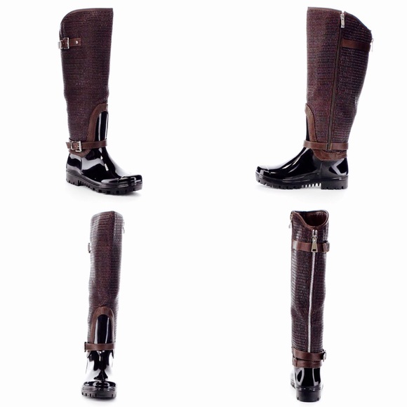 Espresso Brown Rainboots, Women's Knee High - Picture 2 of 4