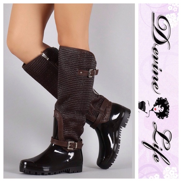 Shoes - Espresso Brown Rainboots, Women's Knee High