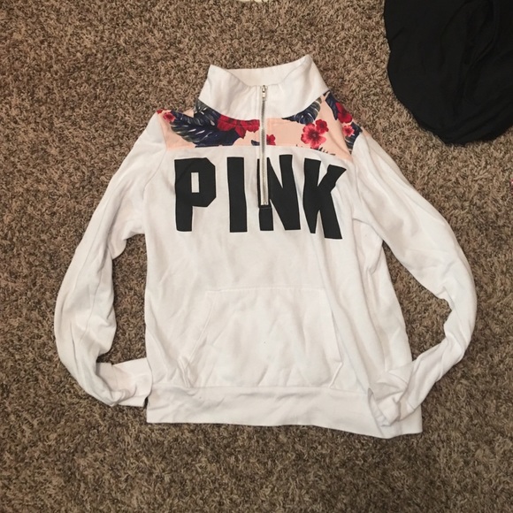 VS PINK TROPIC PRINT HALF ZIP