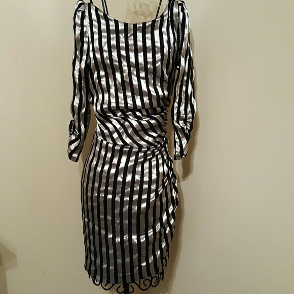 Silver and black striped dress