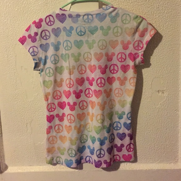 SOLD- Disney Rainbow Peace Mickey Mouse Tee Shirt - Picture 4 of 4