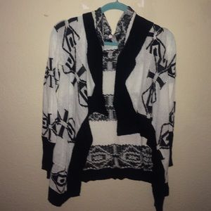 Black and white long sleeve sweater
