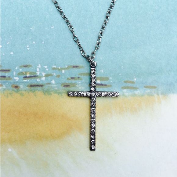 Silver cross with crystal stones by LaVie