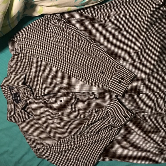 3XT Men's Black and white plaid dress shirt
