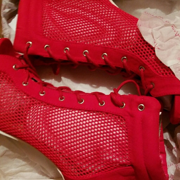 New netted peep toe booties