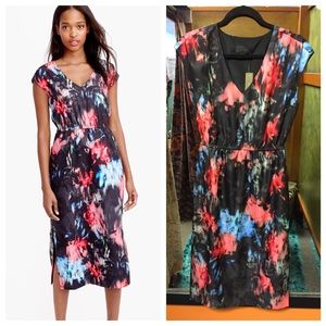 Jcrew drapey side slit dress in floral splash