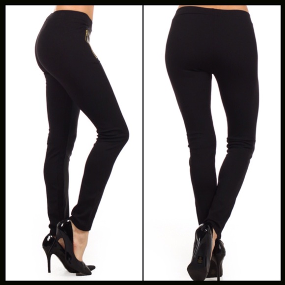 saleFAUX LEATHER & FABRIC LEGGINGS     1 left - Picture 3 of 4