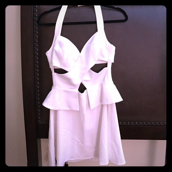 BCBG white cutout party dress