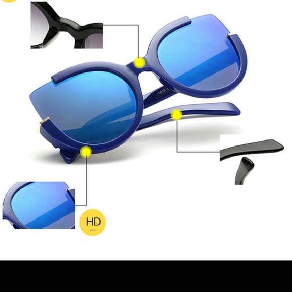 Cat Eye Blue on Blue Sunglasses - Picture 2 of 2