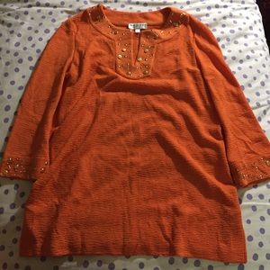 St. John Tunic sweater orange large embellished St. John Tunic sweater orange large embellished