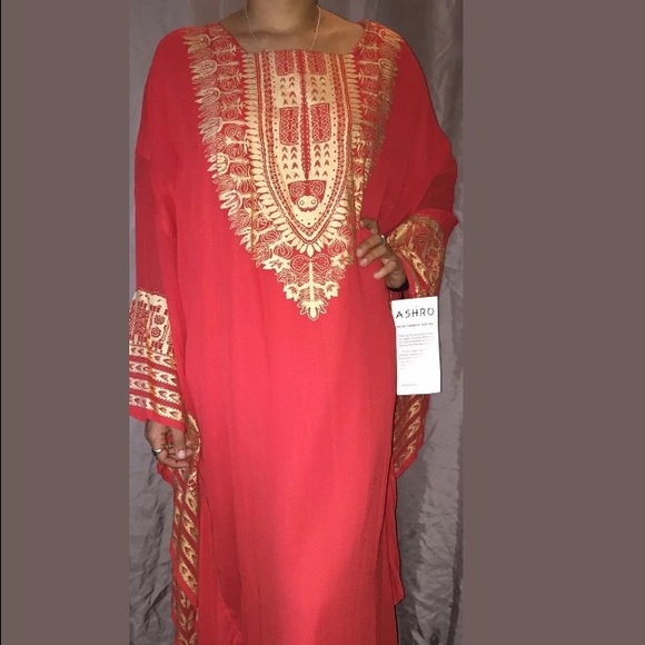 ❤️GORGEOUS❣️Ashro formal Red & Gold 💋Caftan❤️