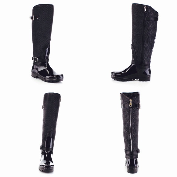 Black Rainboots, Knee High, Women's - Picture 2 of 4