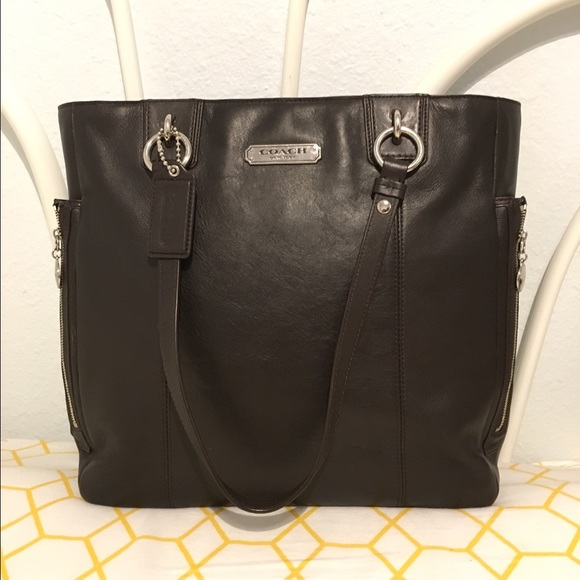 Coach dark brown tote bag