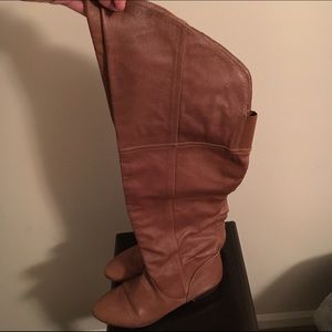 Cognac leather boots.