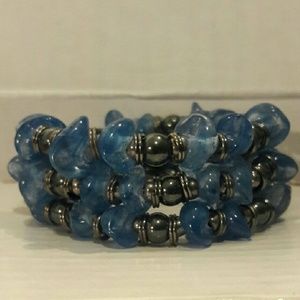 Unisex Memory wire beaded bracelet