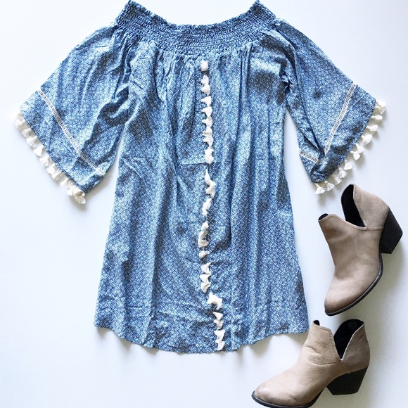 off the shoulder print dress - Picture 4 of 4