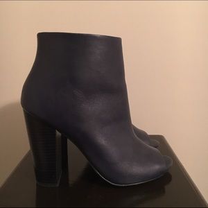 Aldo navy leather peep toe booties.