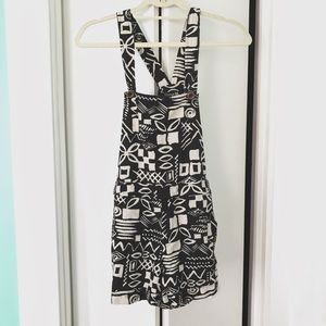 Forever 21 black tribal print overall/shorts Small
