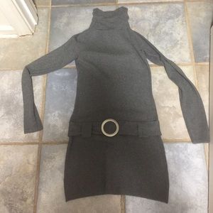 Gray tunic with silver belt buckle tunic