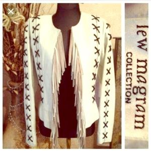 White leather jacket with tassels