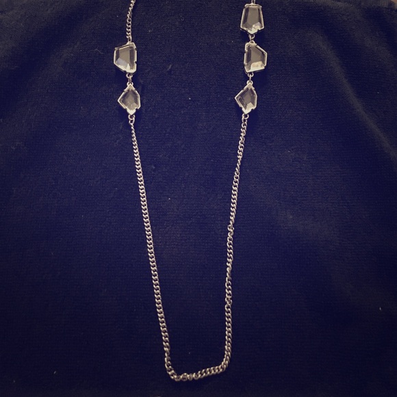 Ann Taylor Glass Stone Silver Necklace
