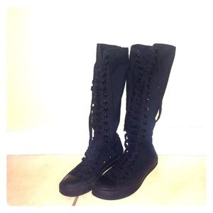 Converse black lace up knee length. Size 6