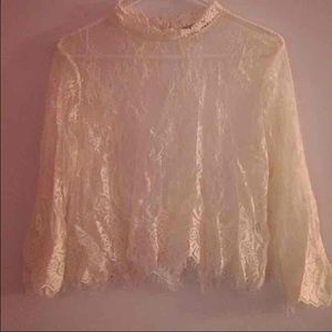 Mock neck lace top