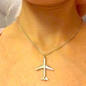 Silver Airplane Necklace