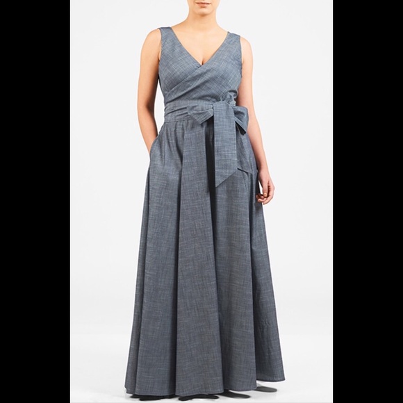 eshakti Dresses & Skirts - New Eshakti Chambray Fit & Flare Maxi Dress 18W