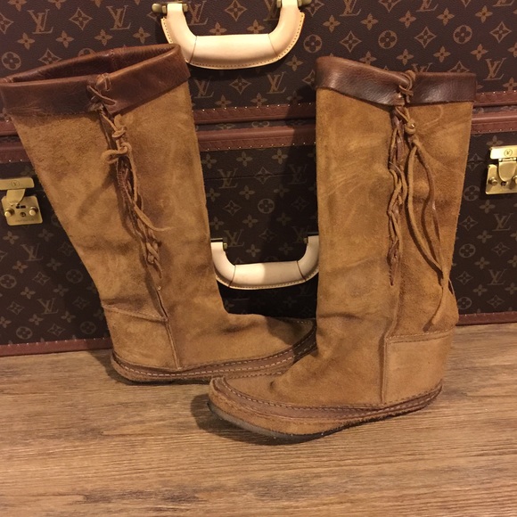 Allsaints all saints brown suede and leather boots