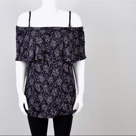 Free People off shoulder printed top - Picture 2 of 5