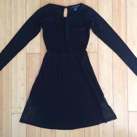Black lace trim dress