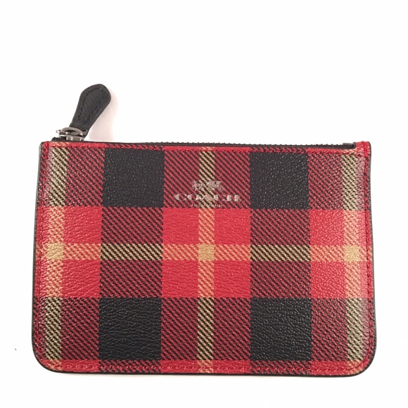 COACH SMALL WRISTLET IN RILEY PLAID COATED CANVAS