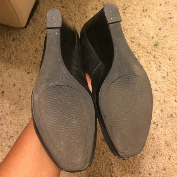Moda black peep toe wedges - Picture 3 of 4