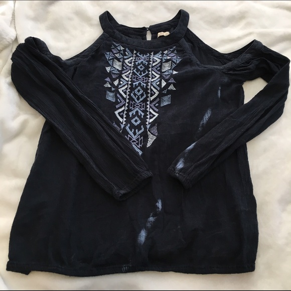 Navy Peep Shoulder Long Sleeve