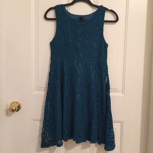 Teal floral lace dress