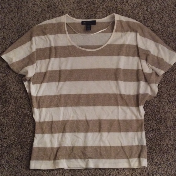 Gold Shimmer Striped Butterfly Tee - Medium