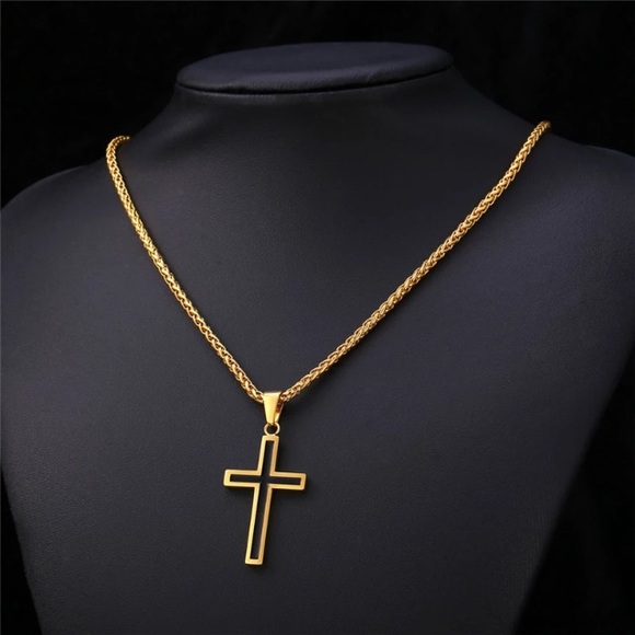 18K gold cross necklace for men - Picture 1 of 3