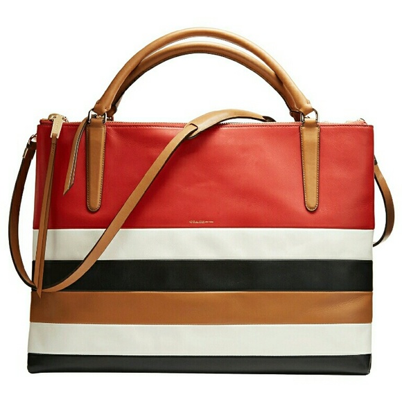 Caramel, beige, and creme big Coach purse