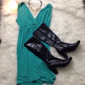 Black faux leather boots, almost new, 7.5 size